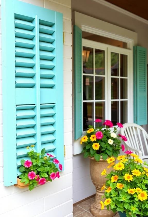 colorful window shutter makeover