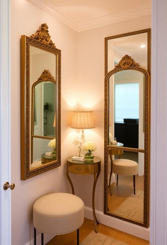 mirror positioning for aesthetics