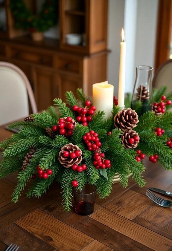 natural decor with pinecones