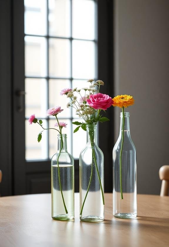repurpose bottles as vases